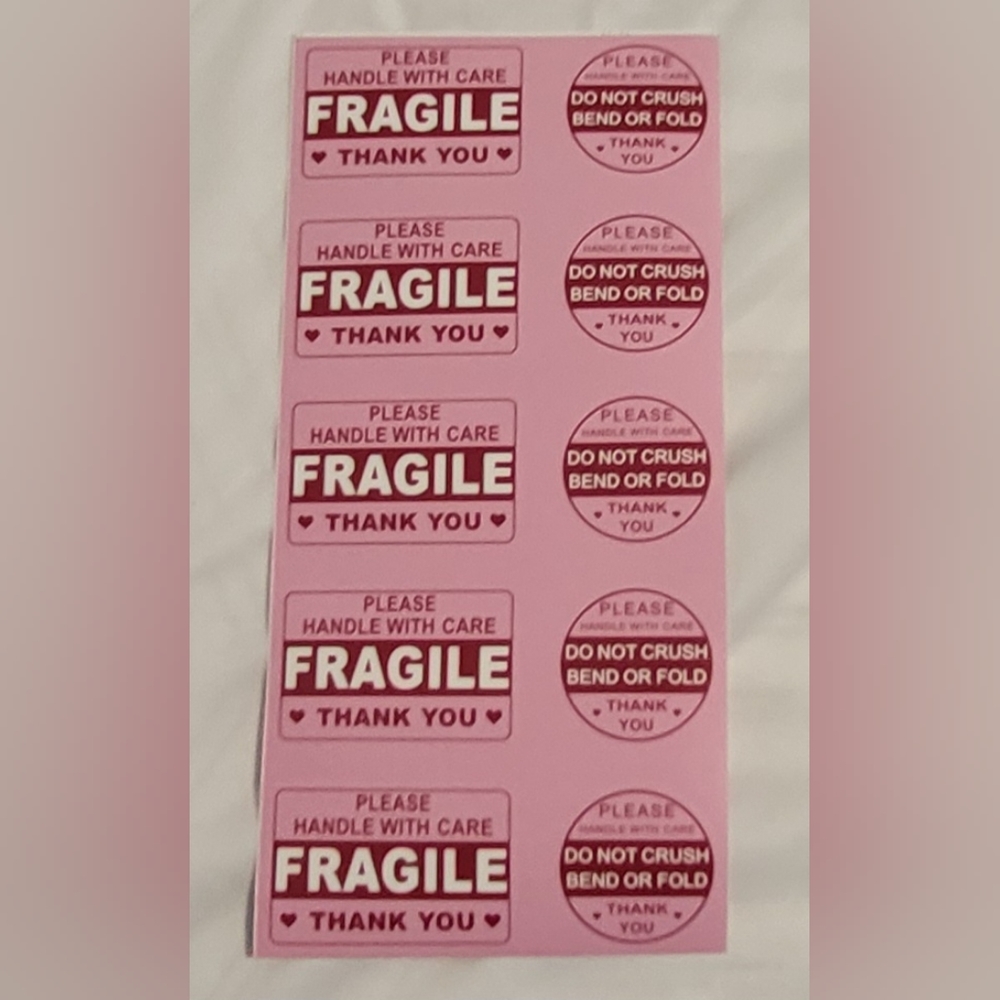 New 30 Handle with Care Fragile Thank You Shipping Stickers lot NWOT - Picture 3 of 4